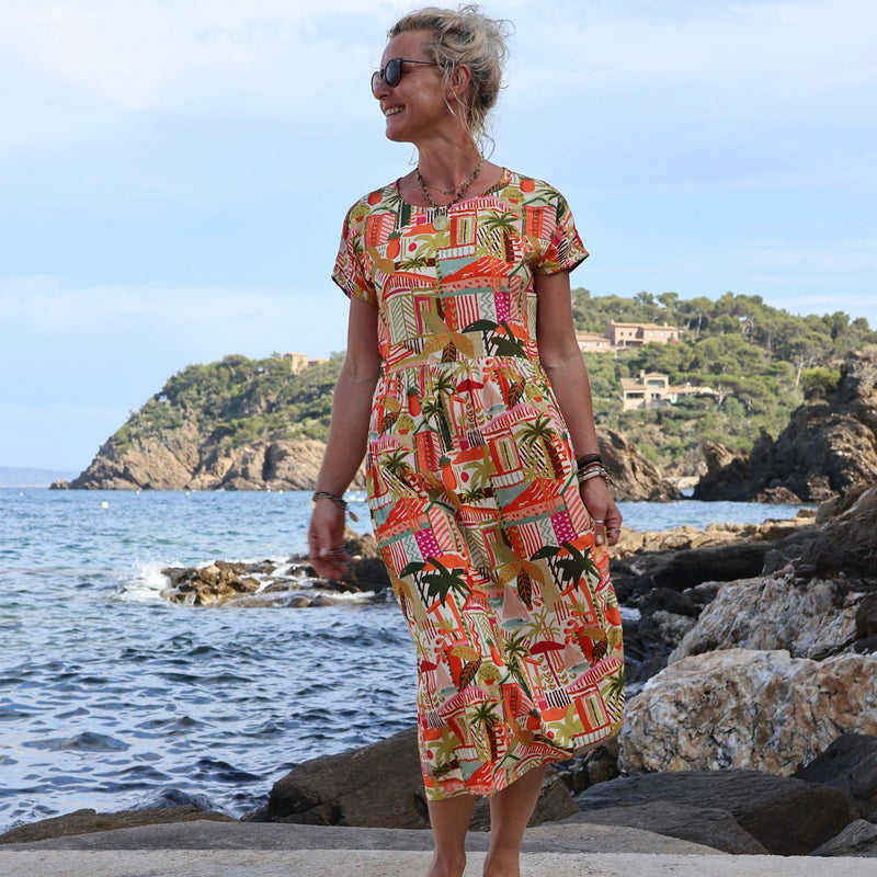 Robe Elsie viscose Verdure tropicale - Quintessence