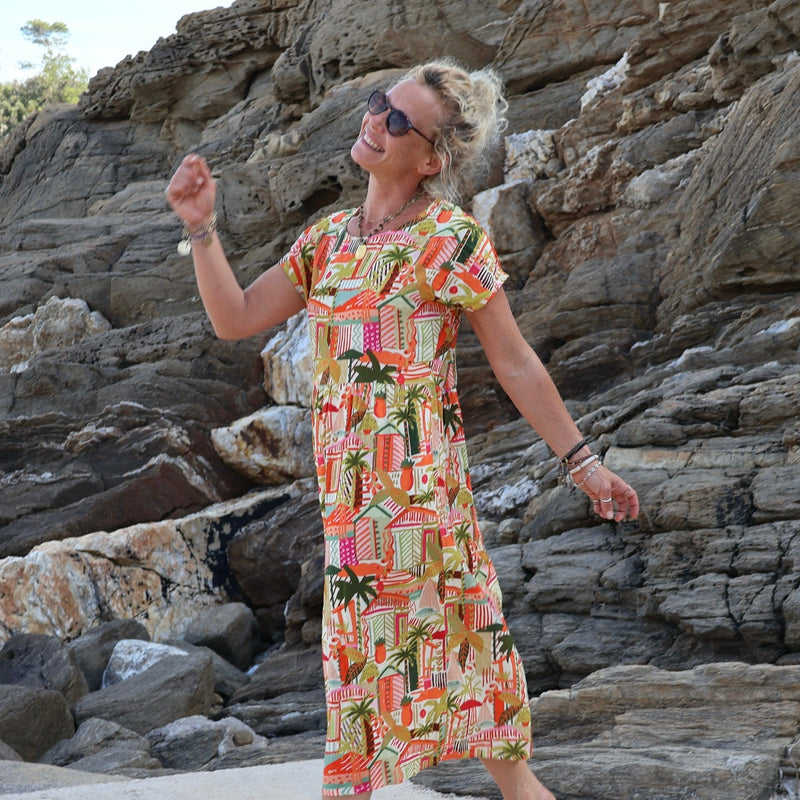 Robe Elsie viscose Verdure tropicale - Quintessence