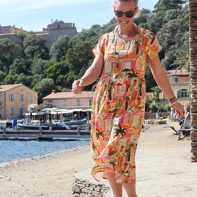 Robe Elsie viscose Verdure tropicale - Quintessence