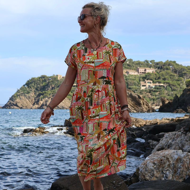 Robe Elsie viscose Verdure tropicale - Quintessence