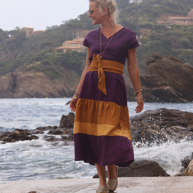 Robe Gitane - lin lilas - Quintessence