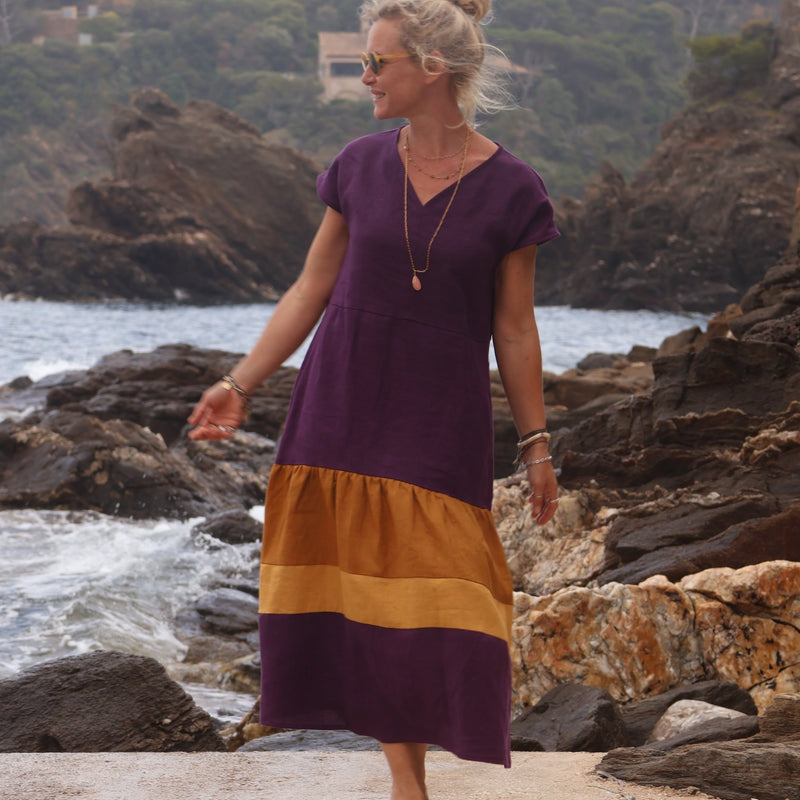 Robe Gitane - lin lilas - Quintessence