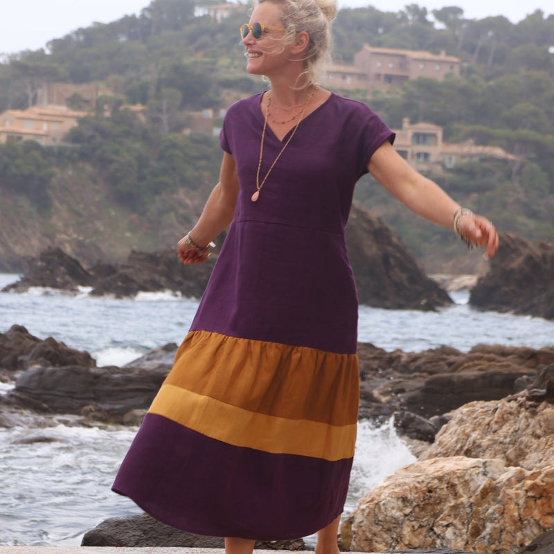 Robe Gitane - lin lilas - Quintessence