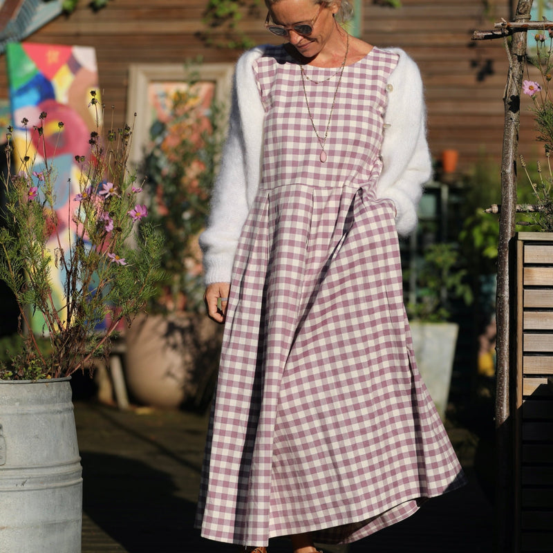 Robe Louisa - carreaux de coton lilas - Quintessence