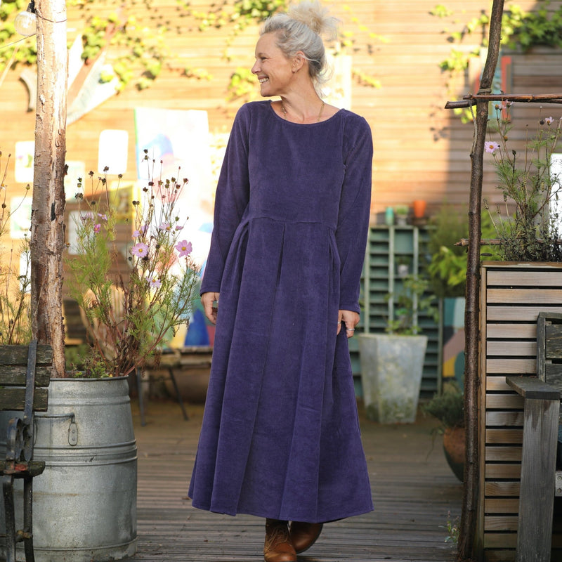 Robe Louisa - velours côtelé prune - Quintessence