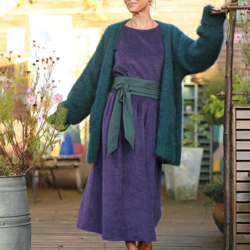 Robe Louisa - velours côtelé prune - Quintessence