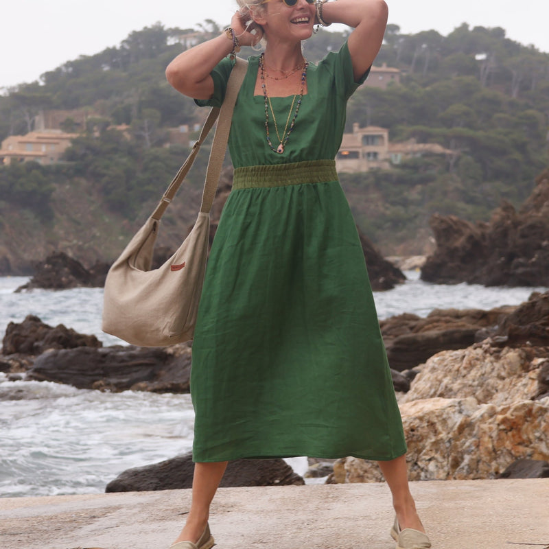 Robe Stella - lin vert citronnelle - Quintessence