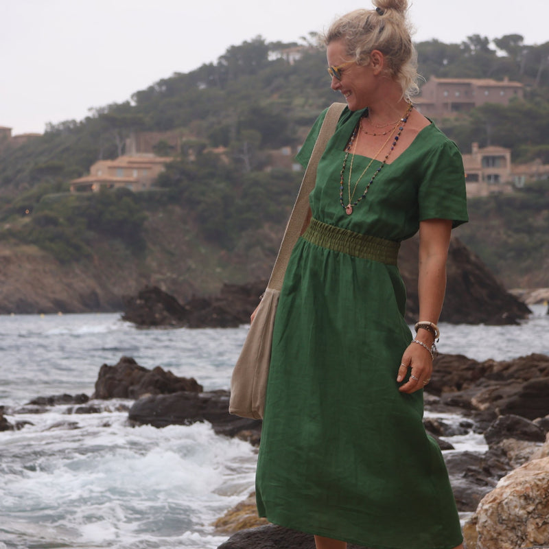 Robe Stella - lin vert citronnelle - Quintessence