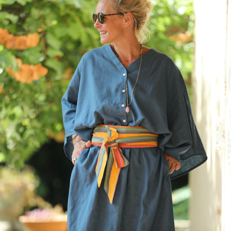 Robe Xiou lin bleu navy - Quintessence