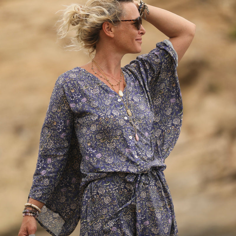 Robe Xiou viscose fleurs de Lucerne - Quintessence