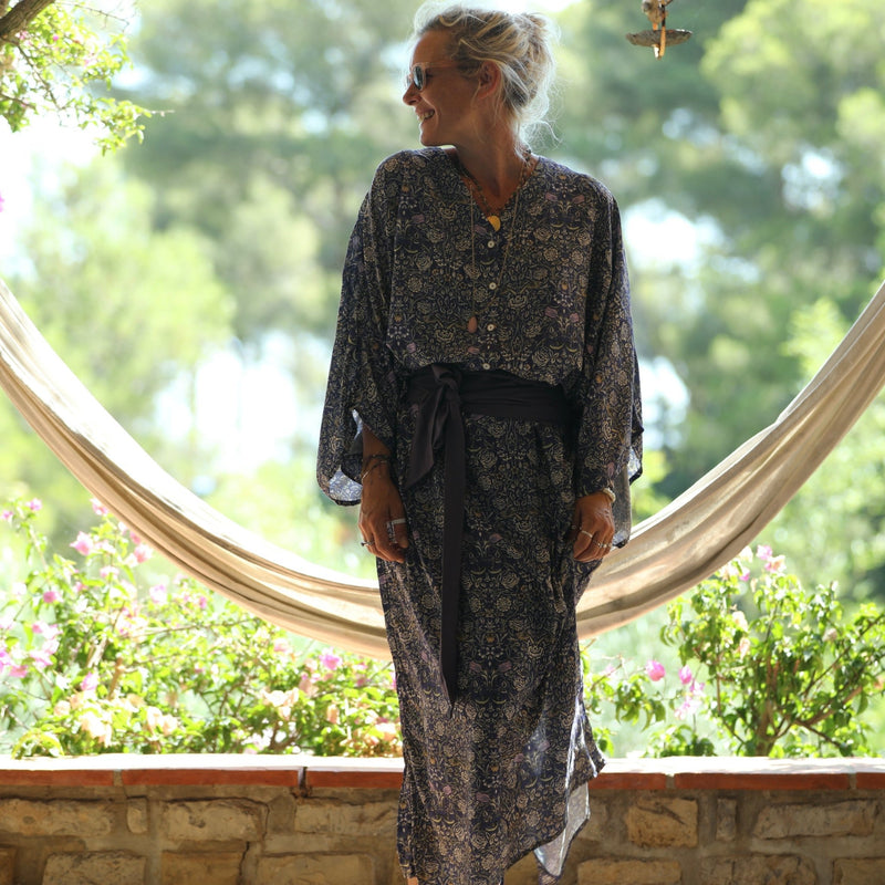 Robe Xiou viscose fleurs de Lucerne - Quintessence