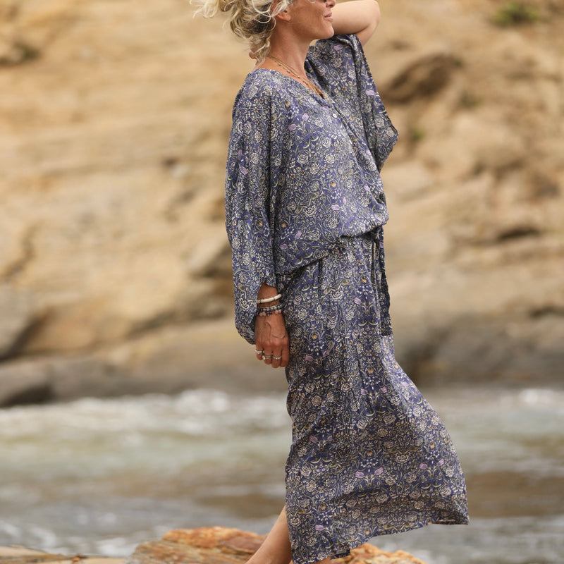 Robe Xiou viscose fleurs de Lucerne - Quintessence