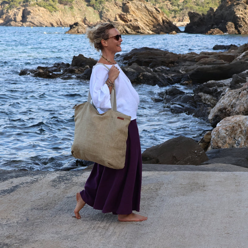 Sac Alfred en lin sable - doublure en lin - Quintessence