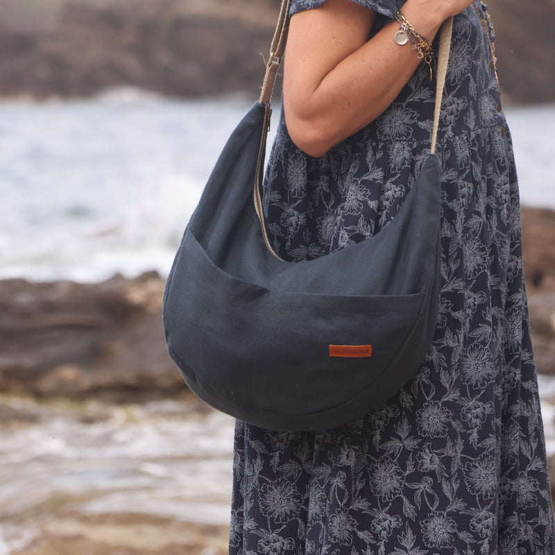 Sac Pia en lin bleu nuit - Quintessence