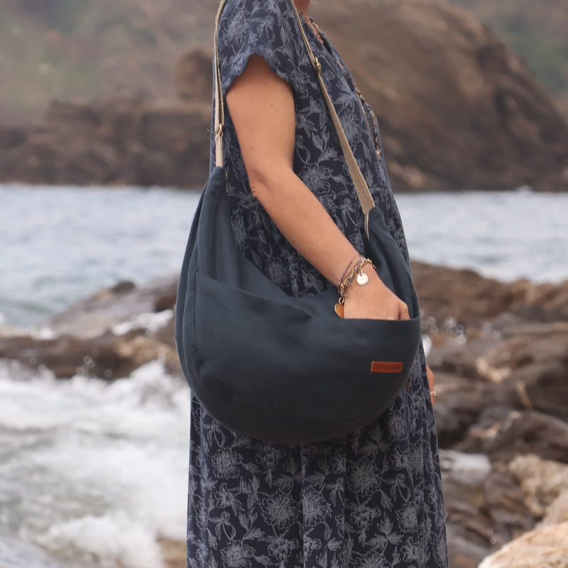 Sac Pia en lin bleu nuit - Quintessence