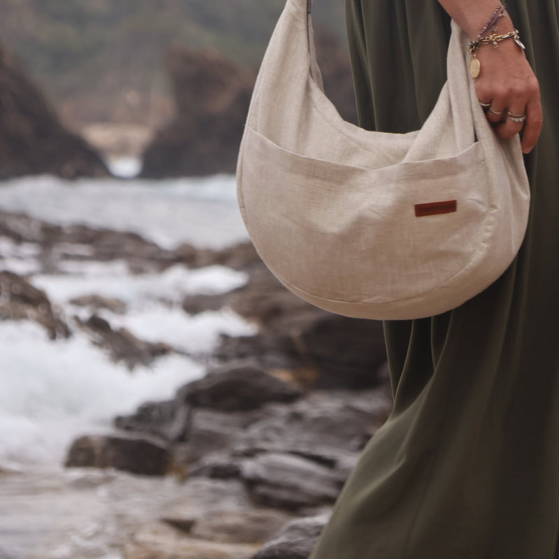 Sac Pia en lin naturel argent - Quintessence