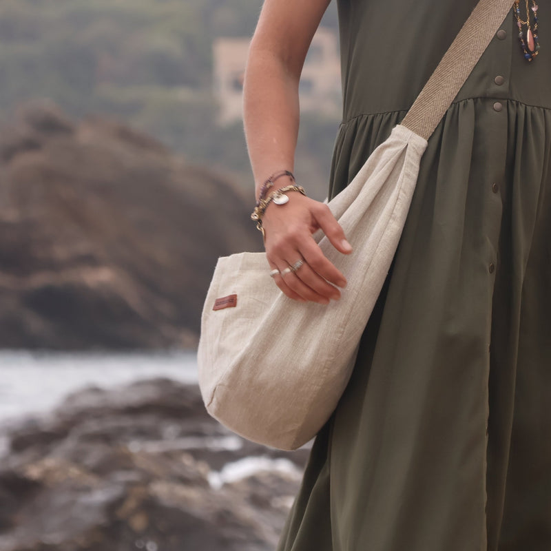 Sac Pia en lin naturel argent - Quintessence