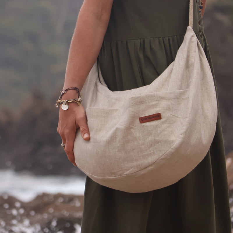 Sac Pia en lin naturel argent - Quintessence