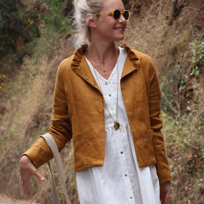 Veste Frida en lin ocre - Quintessence