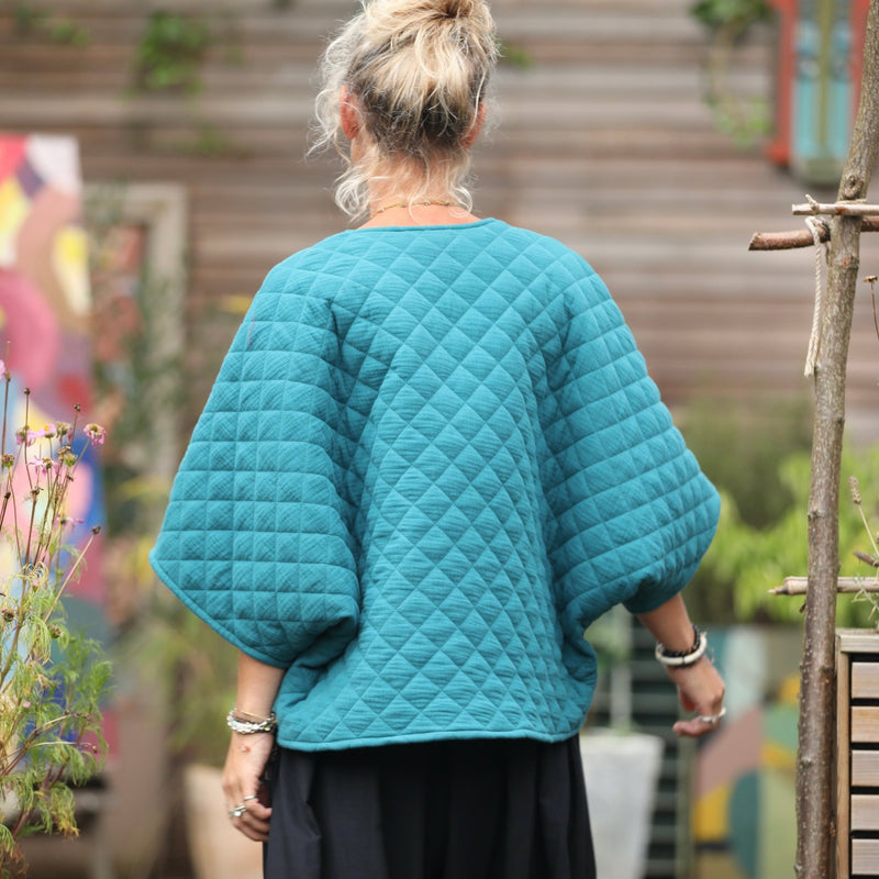 Veste kimono Yoko - double gaze de coton matelassé vert menthe - Quintessence