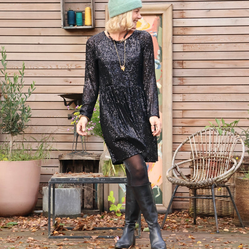 Robe Mia courte - sequins noirs - Quintessence