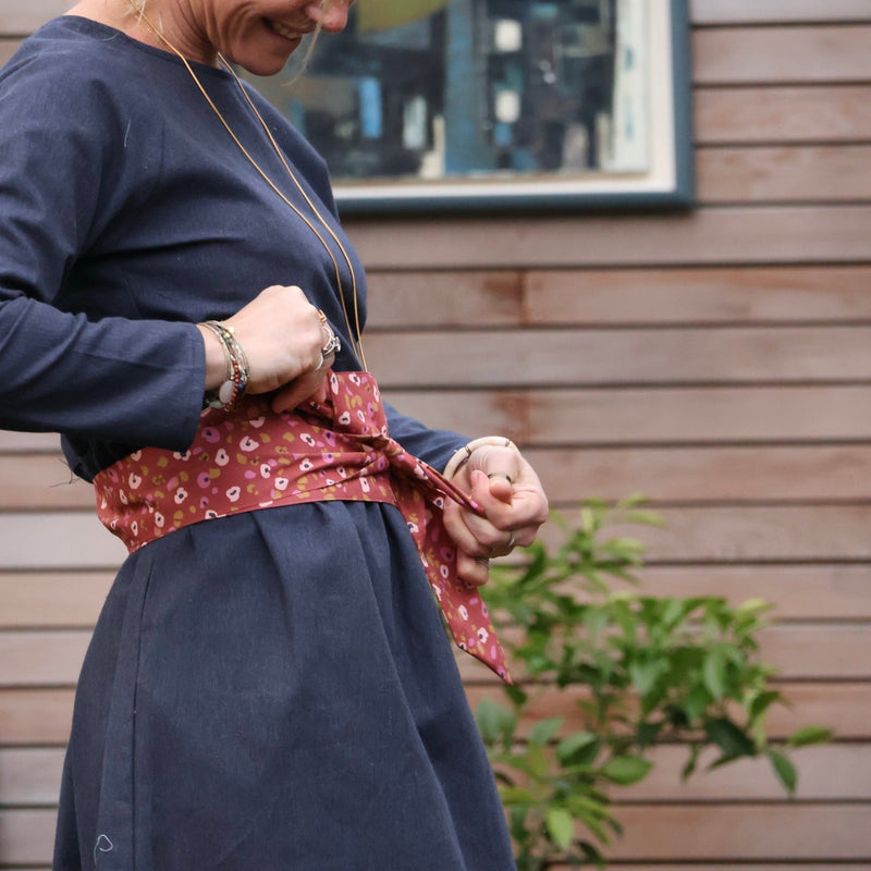 Robe Mia midi - flanelle de coton gris bleuté - Quintessence