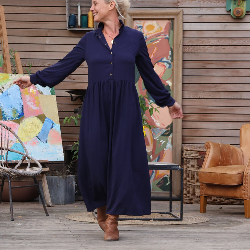 Robe Pomme - viscose bleu nuit - Quintessence