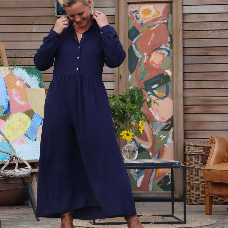 Robe Pomme - viscose bleu nuit - Quintessence