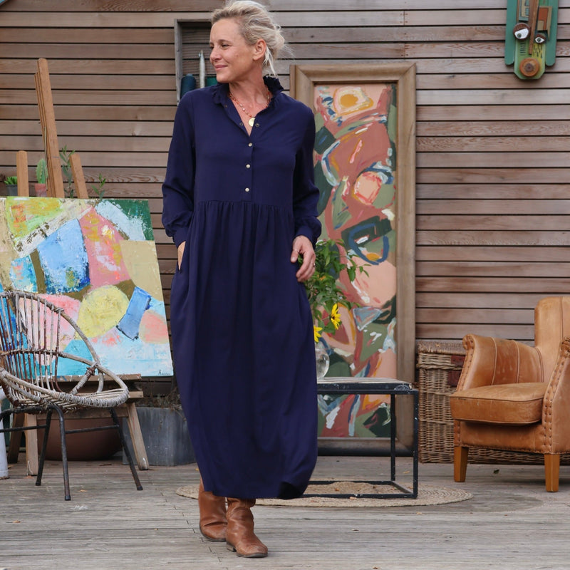 Robe Pomme - viscose bleu nuit - Quintessence