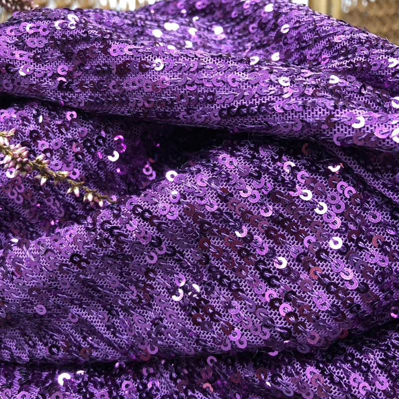 Tissu sequins violet - au mètre (E2) - Quintessence