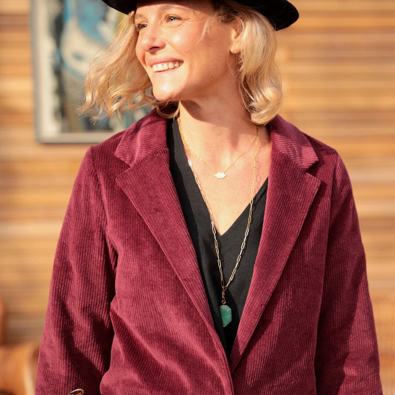 Veste Simone velours bordeaux - Quintessence